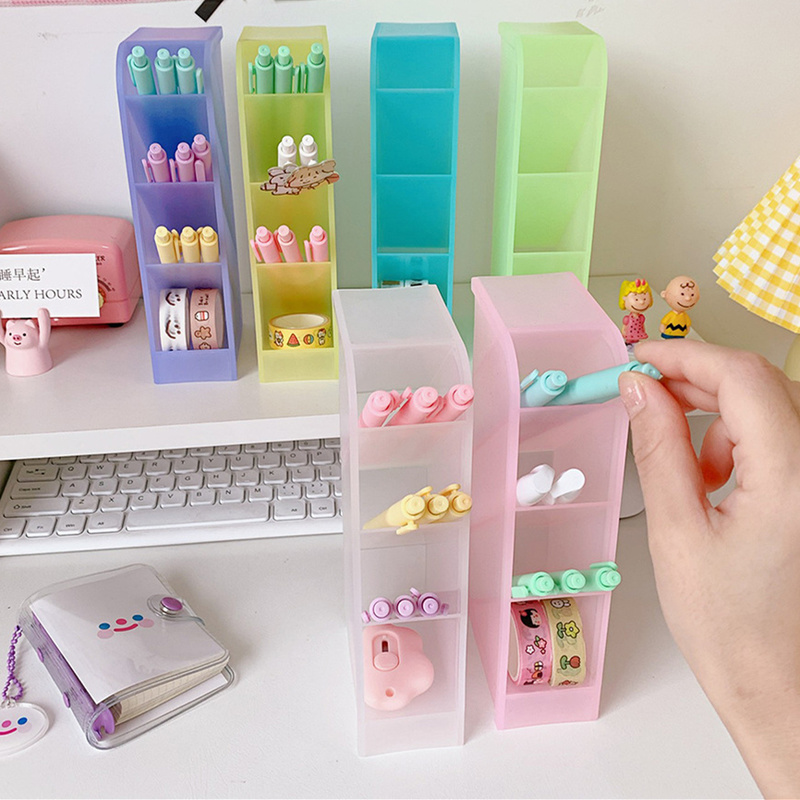 New Arrival Macaron Series Desk Pen Holder Pencil Makeup Storage Box Desktop Organizer School Office Stationery