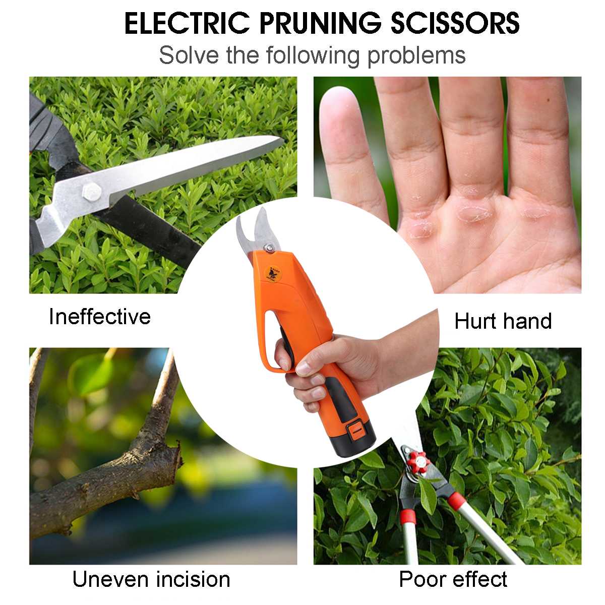 Meigar 12V Cordless Pruner Lithium-ion Pruning Shear Efficient Fruit Tree Bonsai Pruning Electric Tree Branches Cutter