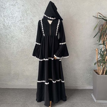 Black Kaftan Abaya Dubai Muslim Fashion Hijab Dress Turkey Islam Abayas For Women American Clothing Robe Femme Musulman De Mode