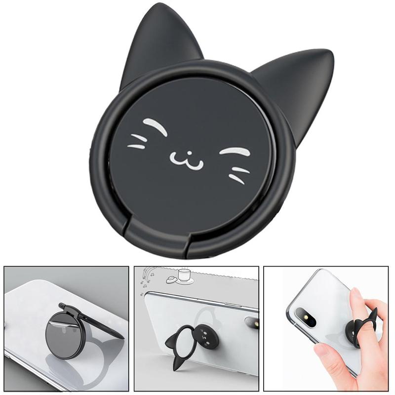 Metal Finger Ring Holder Mobile Phone Smartphone Car Holder Stand Cute Mount Bracket Cat Magnetic Bracket Car Accessories S J4B5