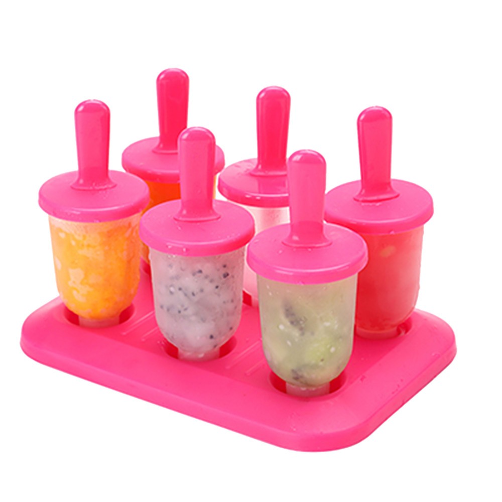 6 Cells Round Shape Summer Accessories Kitchen Tools Food Grade Lolly Mould DIY Ice Cream Maker Popsicle Molds Dessert Molds #35