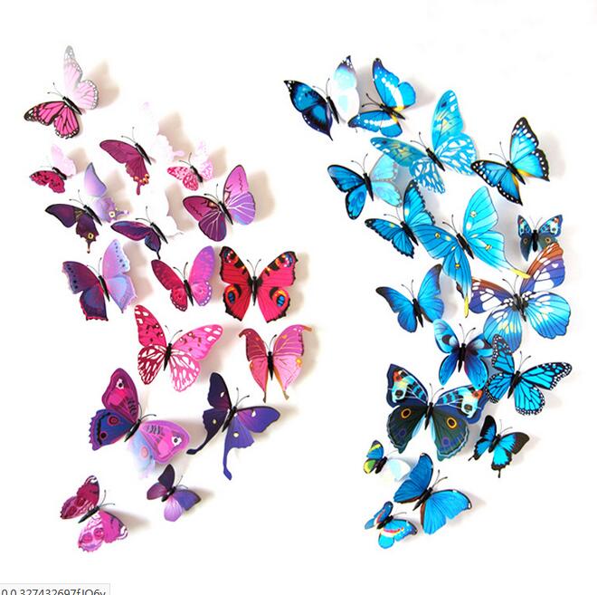 12pcs PVC 3d Butterfly Decor Cute Butterflies Curtain Decals Home Decoration Room Curtain Decortaion Art Use Pin Fasten