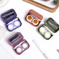 Frosted Mini Rubber Paint Square Contact Lens Case With Mirror Women Colored Contact Lenses Box Eyes Contact Lens Container
