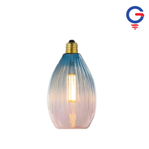 Blue-Pink Ombre Ribbed Glass LED Bulb