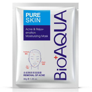 5pc BIOAQUA Acne Treatment Facial Mask Effective Removal Acne Face Mask Moisture Nourishing Oil Control Mask Sheet For Man/Woman