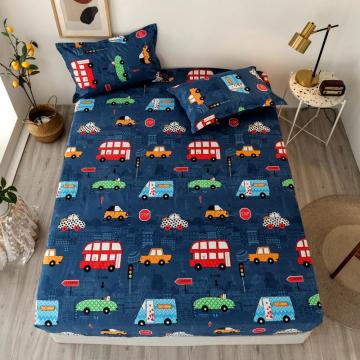 30 3 pcs Sheet on Rubber Band Kids Bed Sheet Cartoon Cars Printed Fitted Sheet for Boy Single Fitted Bed Sheet