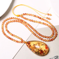 pendant sweater chain undressed ore beeswax rough stone double color for men and women spend amber necklace pendant