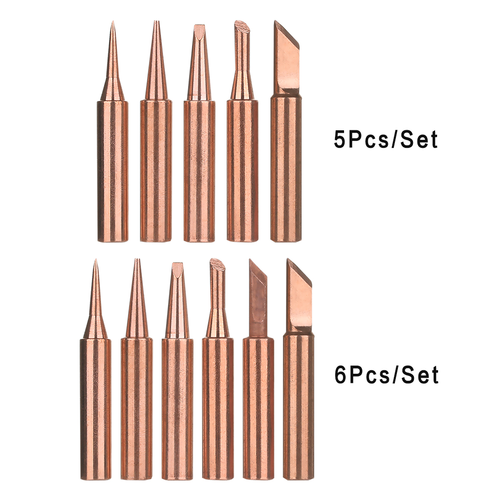5/6Pcs Pure Copper 900M-T Soldering Iron Tip Lead-free For Soldering Rework Station Soldering Tips Power Tool Accessories