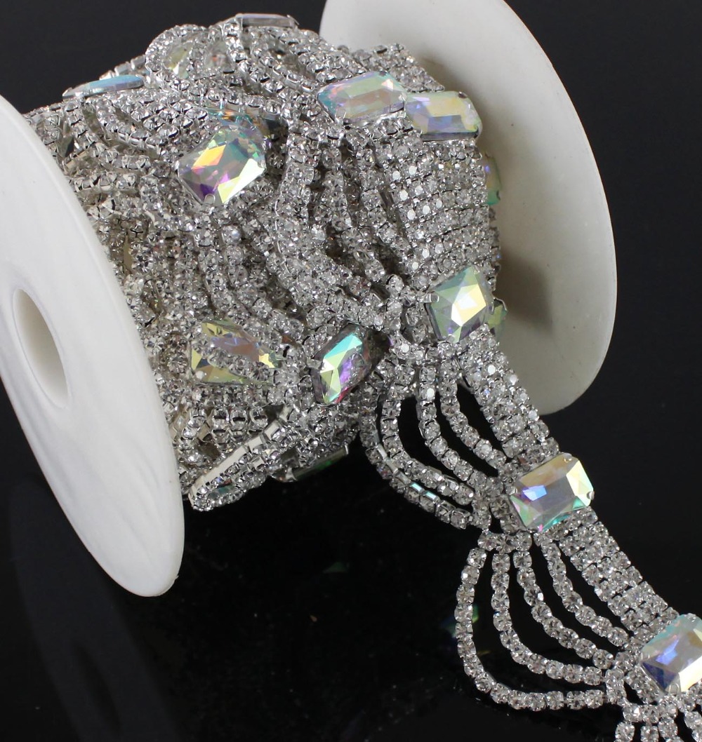 10Yards AB Crystal Rhinestone Chain Trim Diamond Trimming Luxury For Wedding Belt