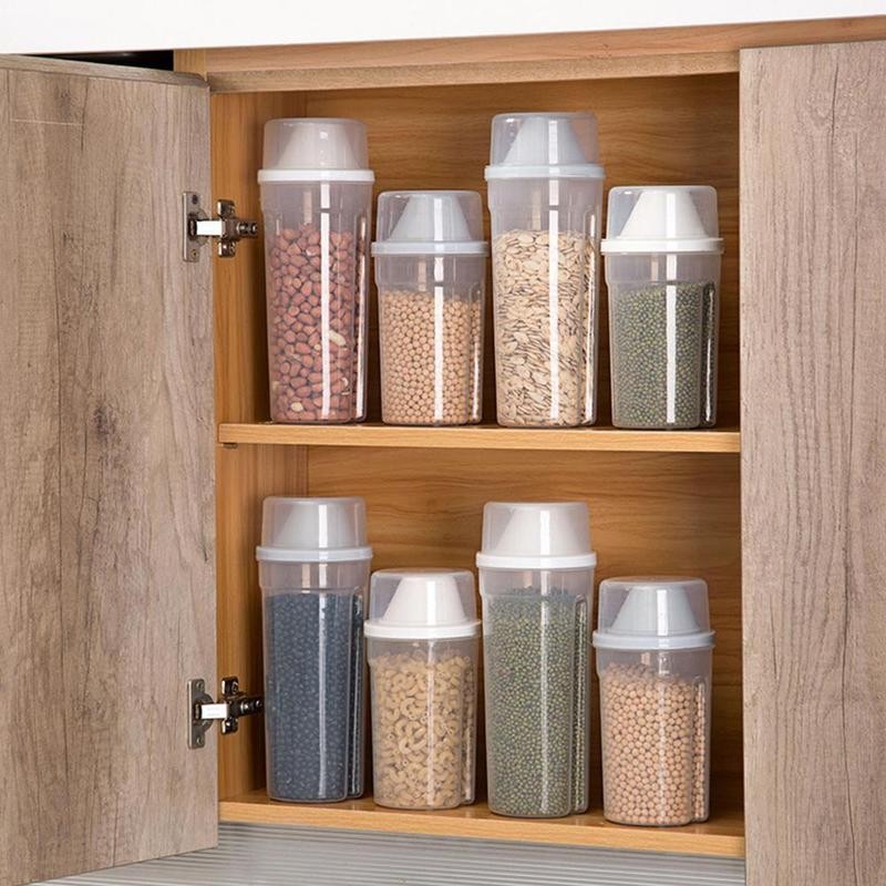 210/1500ml Plastic Kitchen Cereal Dispenser Storage Box Kitchen Food Grain Rice Container Portable Organizer Grain Storage Cans