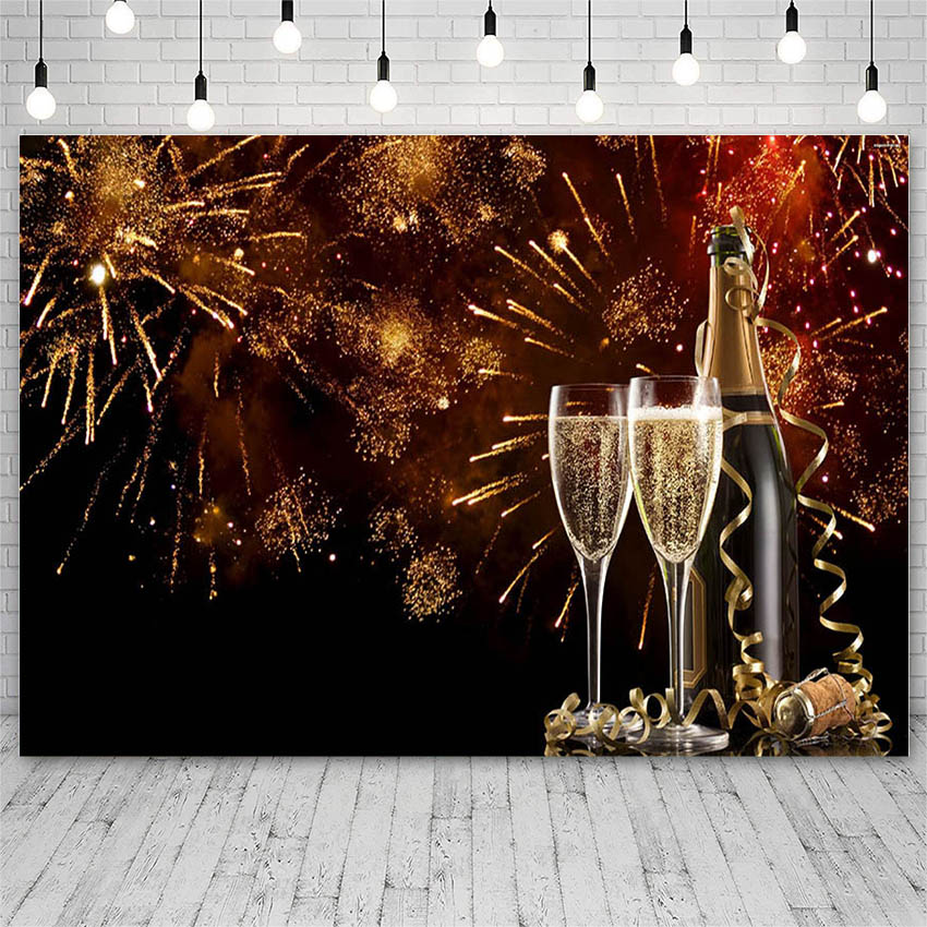 Avezano Photography Backdrops Happy New Year 2020 Fireworks Firecrackers Champagne Backgrounds Studio Photozone Photocall Decor