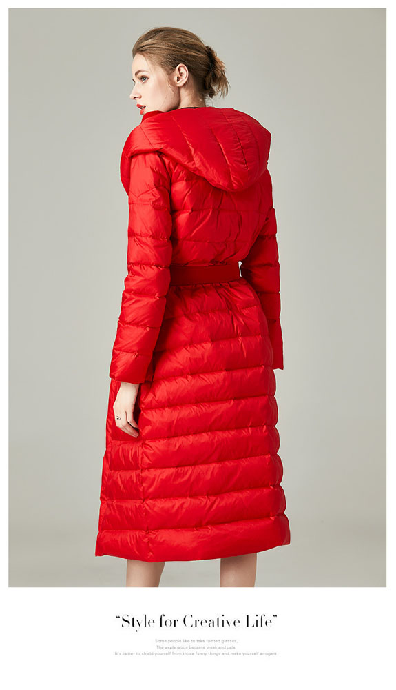 Women Double Hoods Long Down Coat