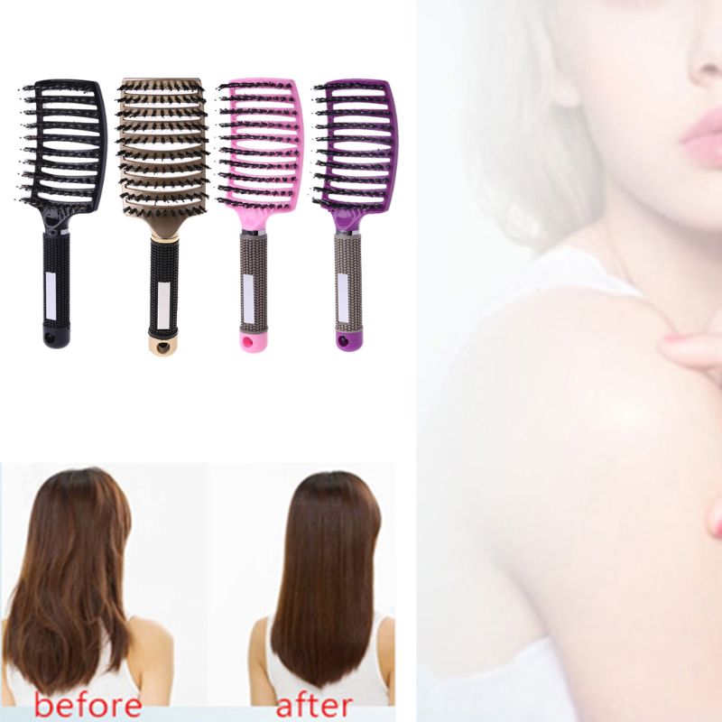 Salon Professional Bristle & Nylon Hairbrush Scalp Massage Comb Wet Hair Brush