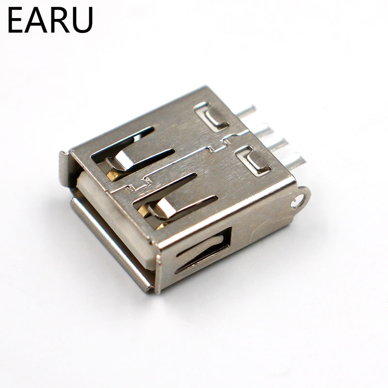 DIY 10pcs Type A Female USB 4 Pin Plug Socket Connector With Black Plastic Cover USB 2.0 Connect Adapter PCB SDA Data Cable Line