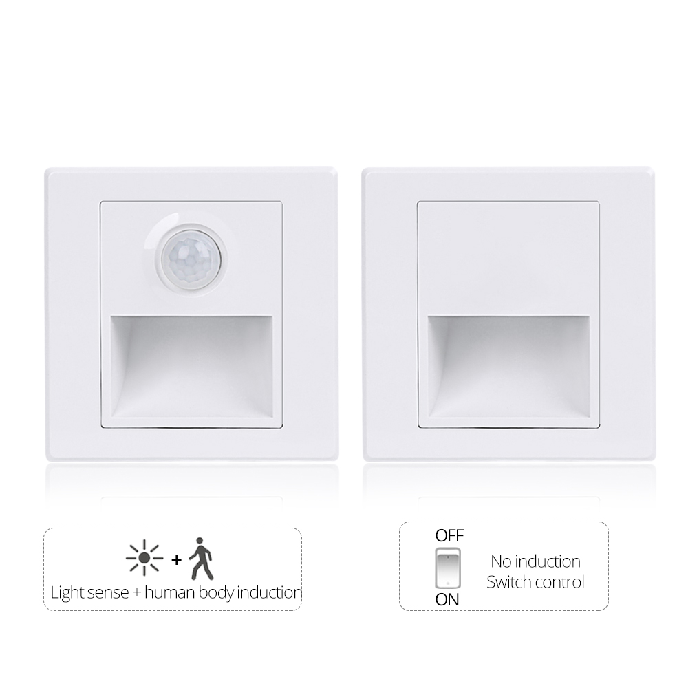 Recessed In Motion Sensor Stair Wall Lamp 15W 110V 220V Indoor Home Bathroom Kitchen PIR Infrared Induction Night Lighting Lamp