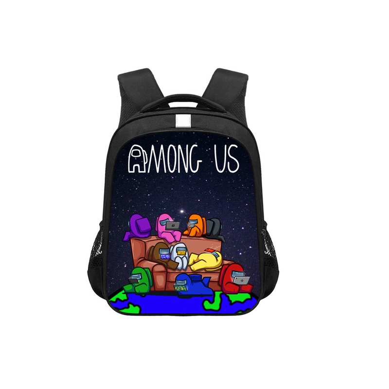 School Bags 13inch Mochila Infantil Games Among Us Printing Reflective Strap for Outside Safety Warning Light Backpacks