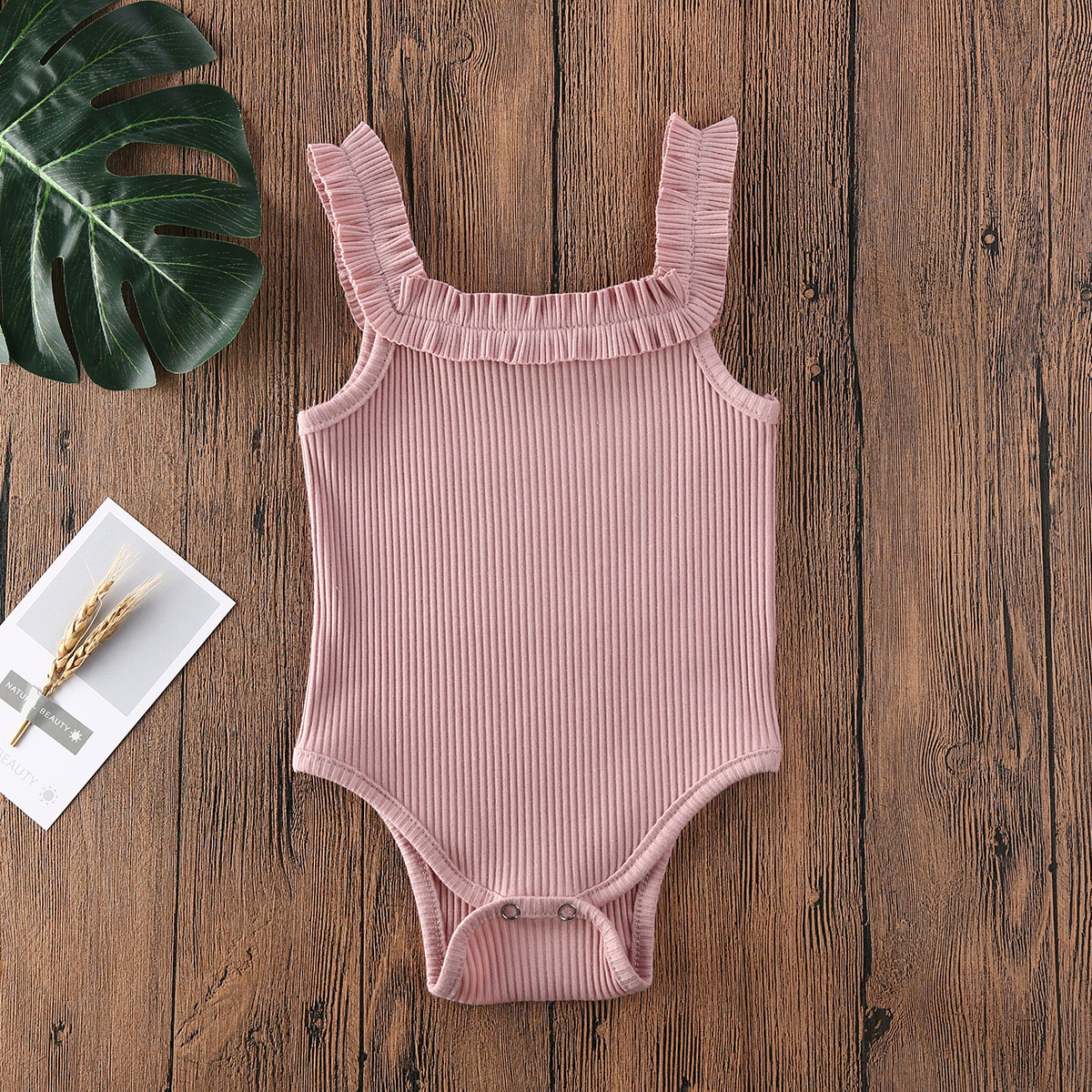 2020 Baby Girls Boys Bodysuits Summer Clothing Newbown Sleeveless Ribbed Ruffled Solid Jumpsuits Solid Playsuits 3M-24M