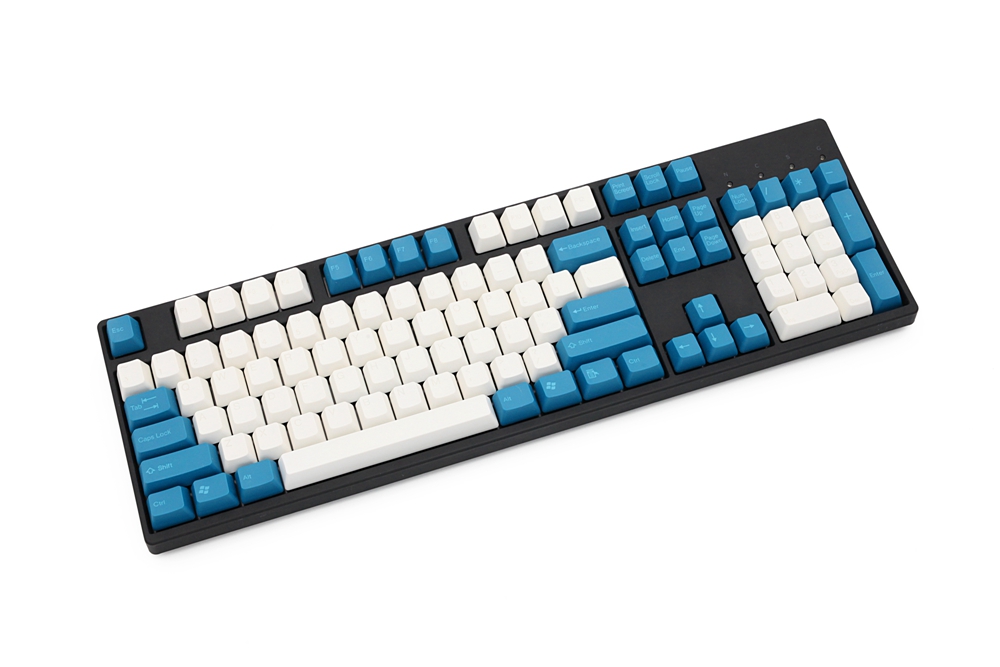 taihao abs double shot keycaps for diy gaming mechanical keyboard color of blue withe 104 108 ansi