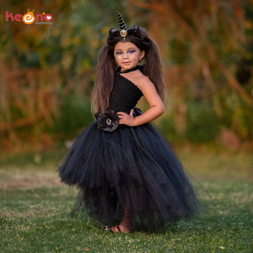 Stunning Black Unicorn Baby Tutu Dress Flower Girls Pageant Gown Children Holiday Costume Birthday Party Photo Props Dress