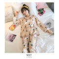 Pajamas women summer thin viscose fiber long-sleeved suit cartoon fashion can be worn outside casual jacket two-piece suit