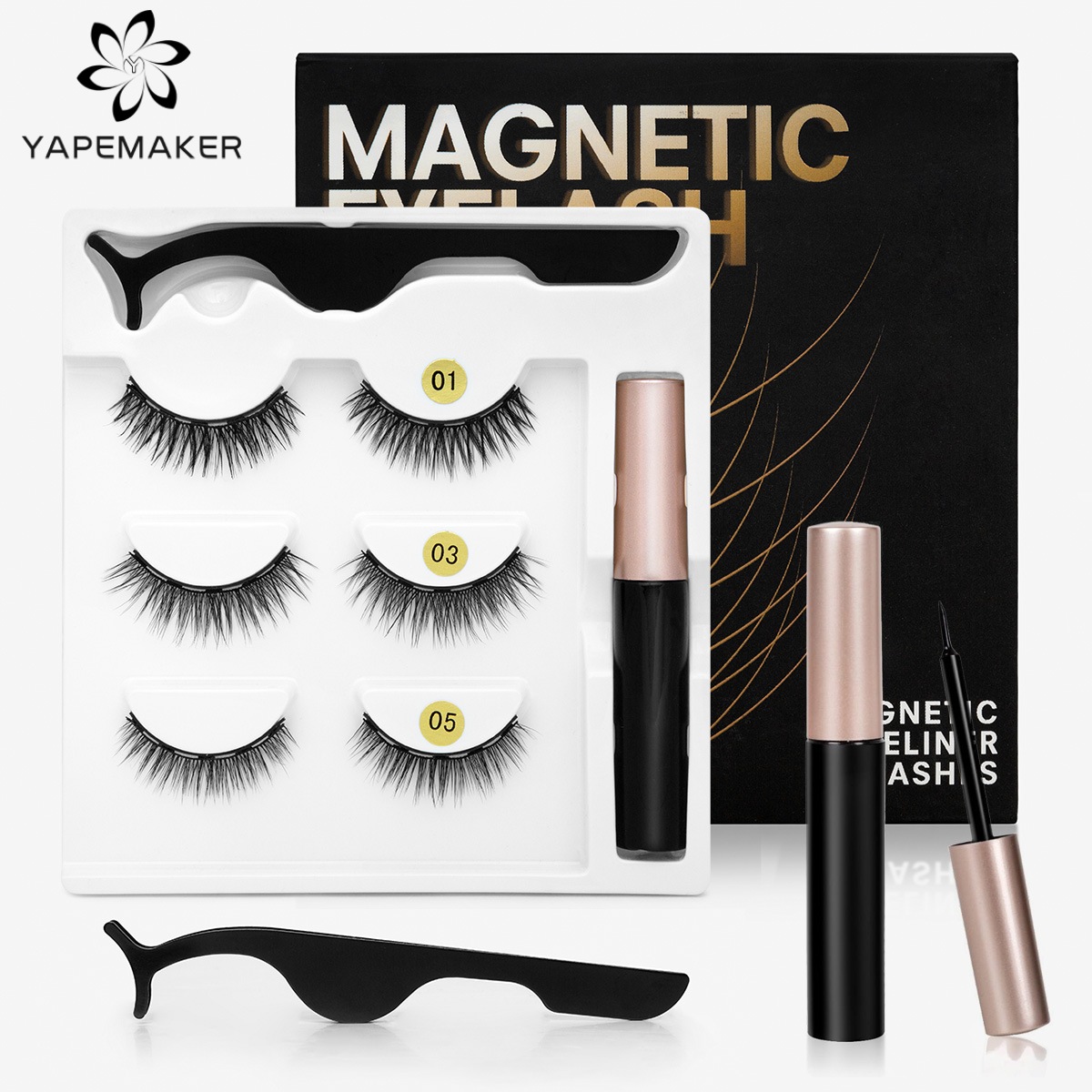 Magnetic Eyelashes 3D Mink False Lashes magnetic eyeliner Waterproof Liquid Tweezers Set Lasting Handmade Eyelash Makeup Tool