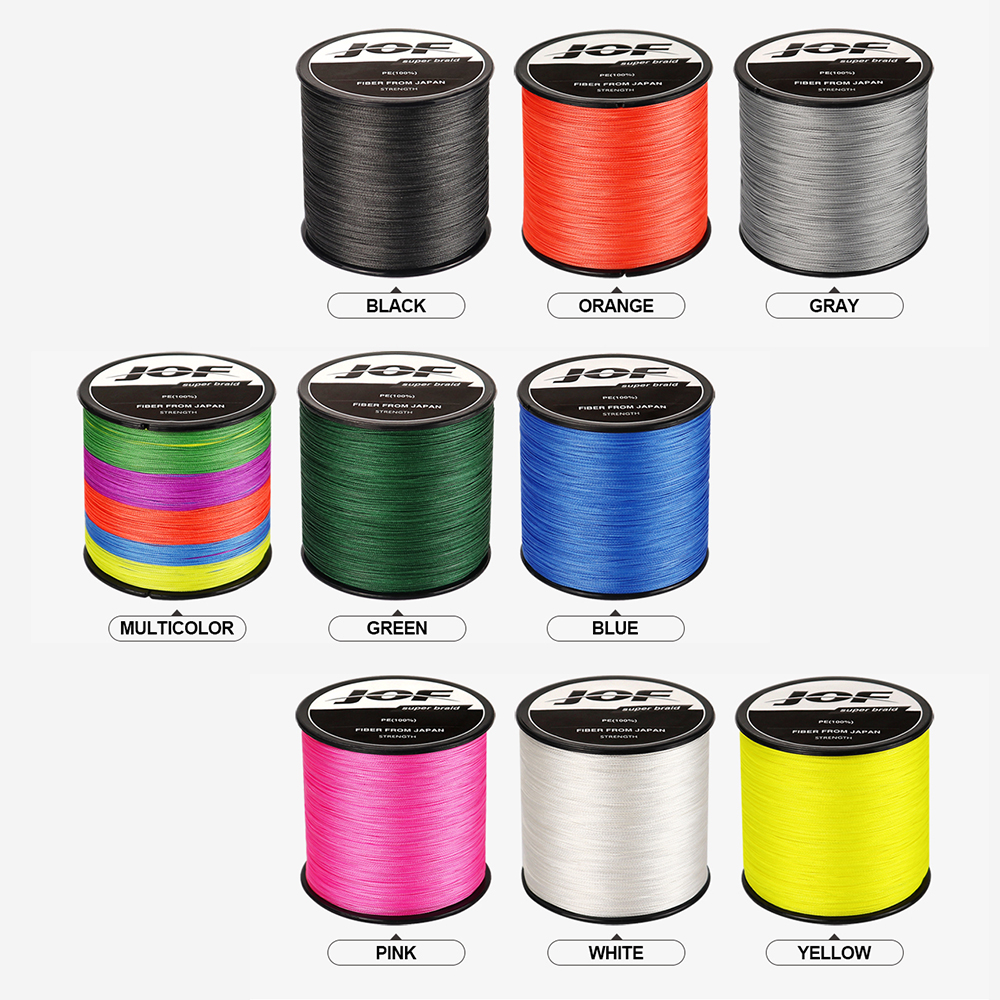 JOF 500M Multicolour PE Braided Wire 4 Strands Multifilament Japanese Fishing Line 8-80LB Weaves Fishing Line