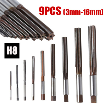 9x H8 Chucking Straight Flutes Shank Metal Hand Reamers 3-16mm Lathe Cutter Tool