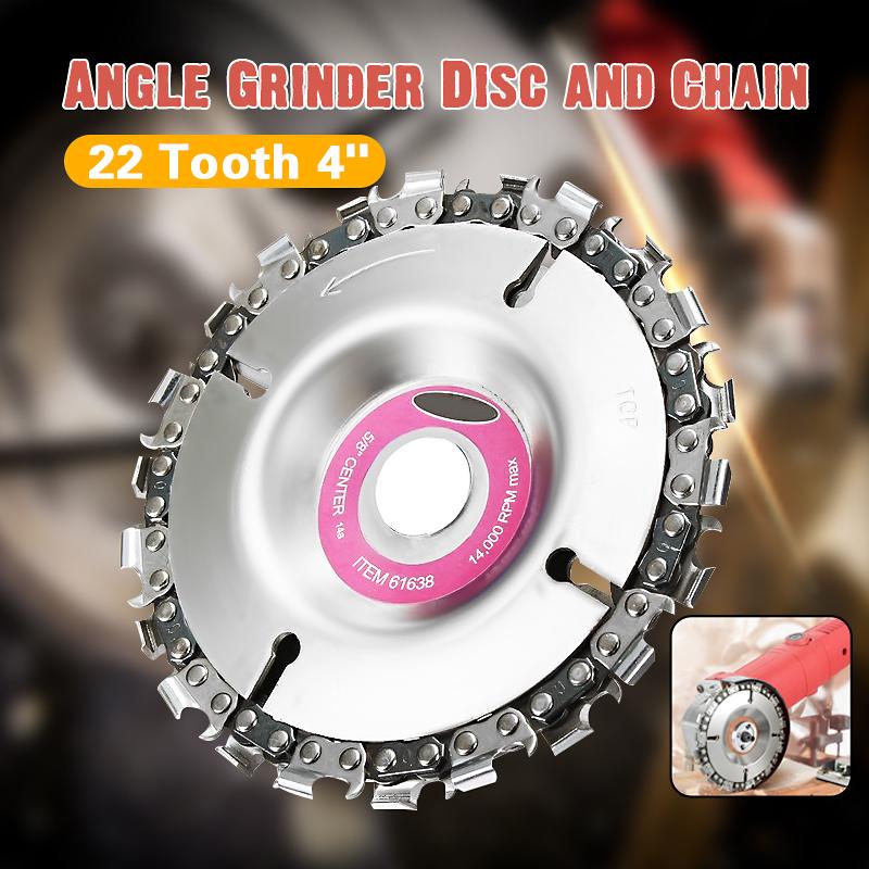 Drillpro 4 Inch Grinder Chain Disc 22 Tooth Wood Carving Disc For 100/115 Angle Grinder