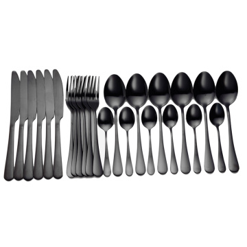 Tablewellware Tableware Black Cutlery Set 24 Pcs Stainless Steel Cutlery Box Forks Knives Spoons Dinner Set Kitchen Spoon Set