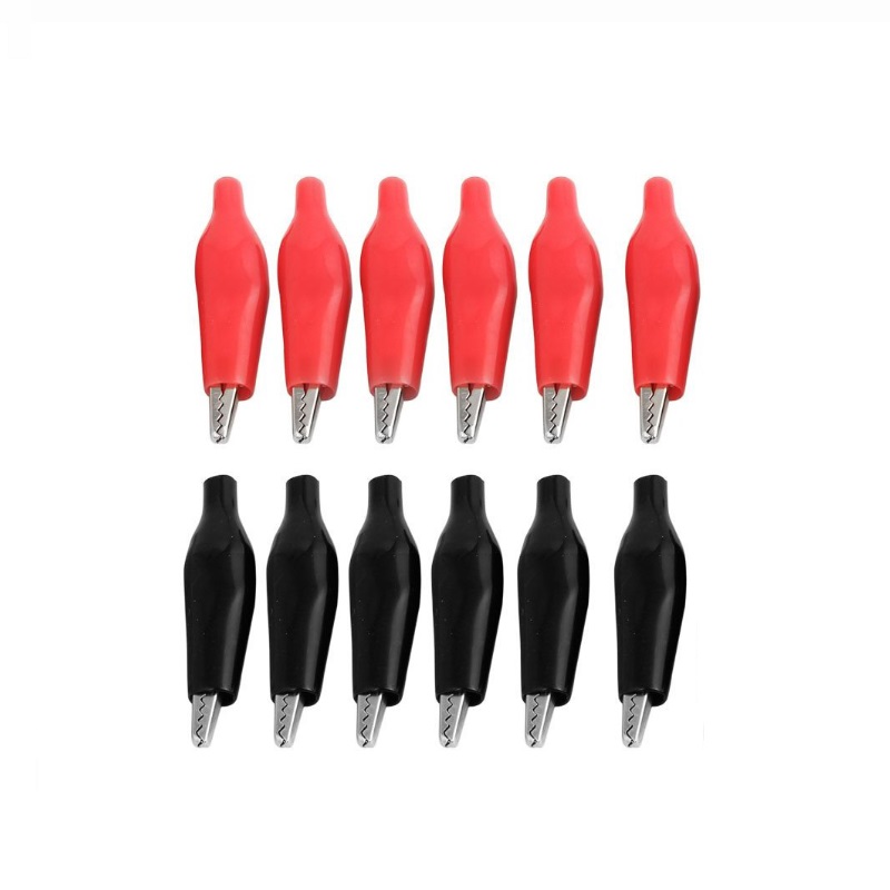 20PCS/lot 35MM Medium Size Metal Alligator Clip Electrical Clamp for Testing Probe Meter with Black and Red Plastic Boot