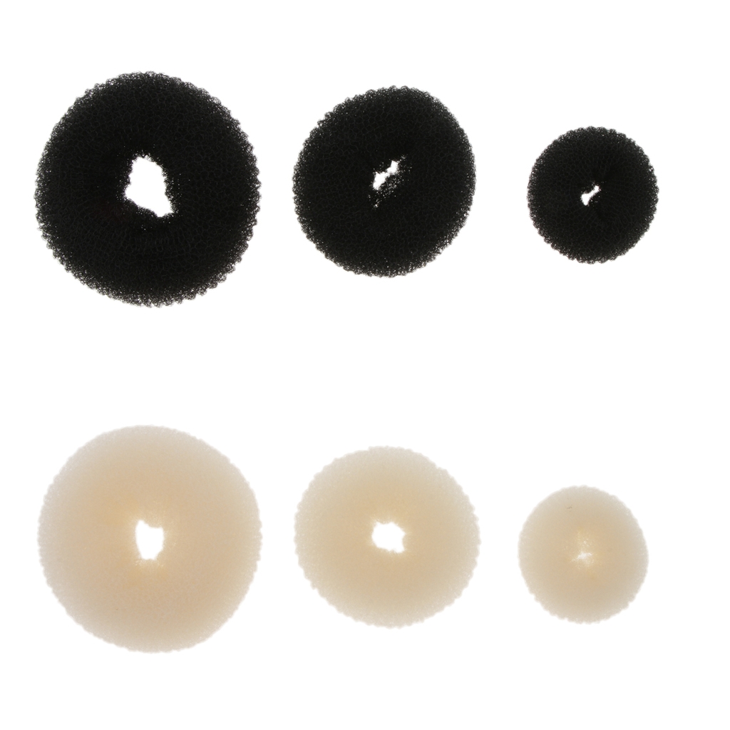 3 Size Hair Donut Hair Bun Makers Rings Mesh Chignon Ballet Bun Hairdonut black white hair band