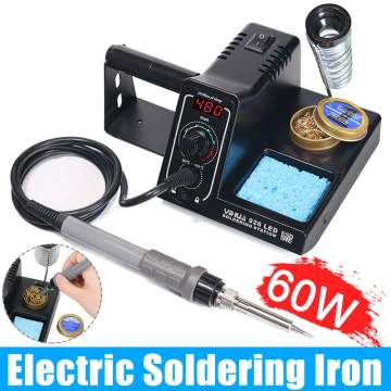 60W Electric Soldering Iron Station Solder Rework 90-480 Celsius Temperature Adjustable Soldering Station Iron with LCD Display