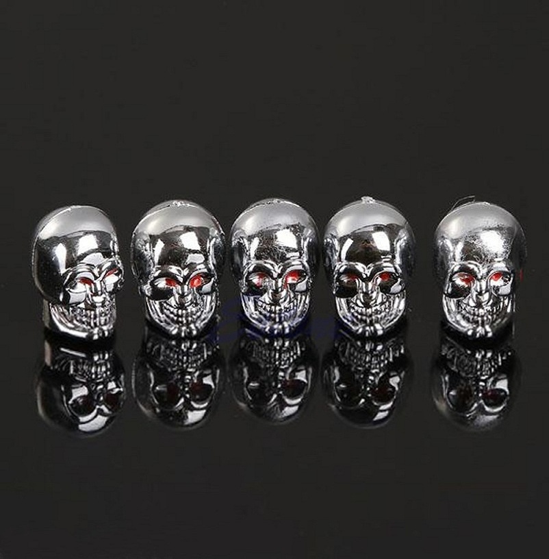 5Pc Skull Tire Tyre Wheel Car Auto Valves Caps Dust Stem Cover Motocycle Bicycleqiang