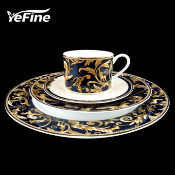 YeFine High-Grade Porcelain Tableware Gold Plating Bone China Dinner Set Cups And Saucers
