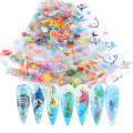10 pcs Ocean Animals Holographic Nail Art Transfer Foil Set Nail Art Decoration Designs DIY Sticker Decals for Manicure GLSW7015