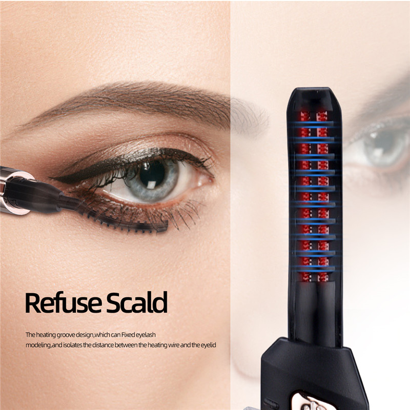 Electric Eyelash Curler Fast Heating Natural Eyelash Curling Iron Temperature Adjustable Makeup Eyelash Curling Pen USB Charging