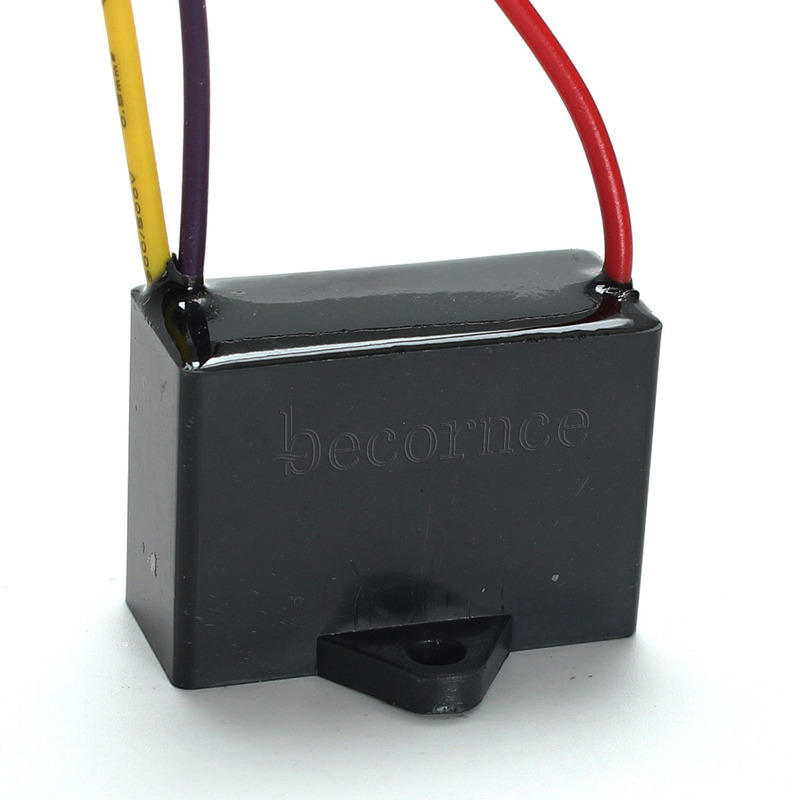 Becornce 1pc Black Fan Capacitor CBB61 1.5uF+2.5uF 3 Wires AC 250V 50/60Hz Capacitor For Ceiling Fan