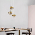 Nordic Gold Cylindrical LED Pendant Lights Luxury Glass Bedside Restaurant Bar Table Pendant Lamps Modern Decoration Lighting