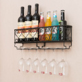 Metal Wall Mount Wine Rack Wine Bottle Shelf With Glass Single Holder Home Bar Decor Storage Holder Rack WY