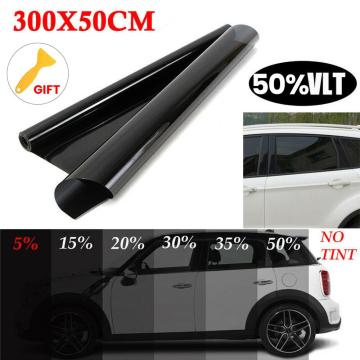 300*50cm 50% VLTBlack Auto Car Home Window Glass Building Tinting Film Roll Side Window Solar UV Protection Sticker
