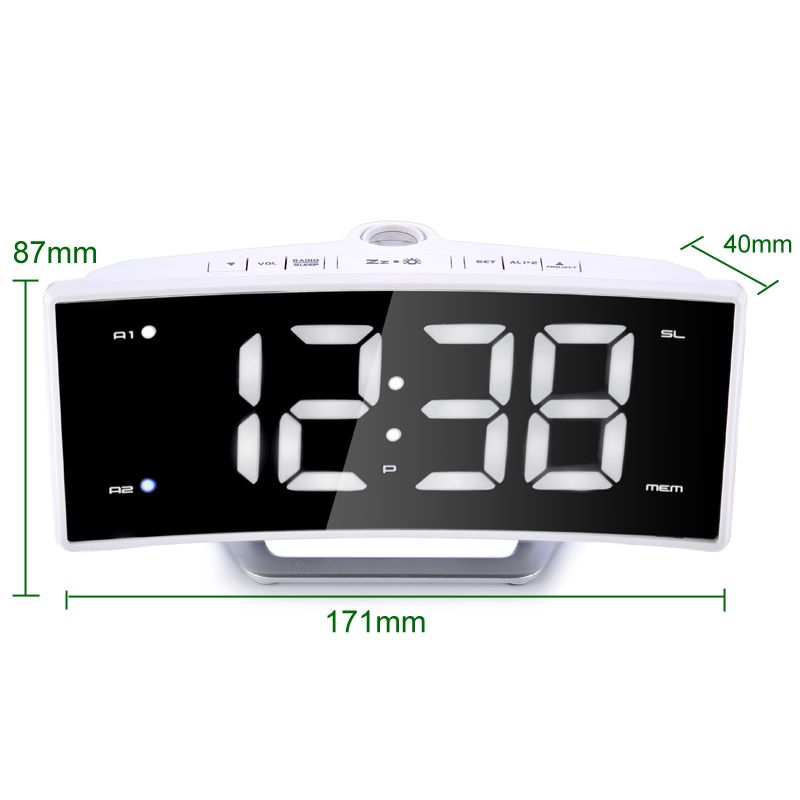 Electronic Alarm Clock Projector Watch Mirror Clock Smart Luminova Table for Office Bedroom Modern Led Digital Clock FM Radio