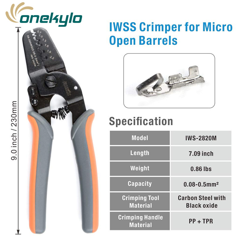 Mini Micro Open Barrel Crimper Tools IWS-2820 for Crimping 28-20AWG JAM, Molex, Tyco, JST Terminals wire stripper plier