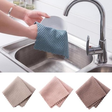 1pcs Kitchen Towel Cleaning Cloth Anti-grease Absorbent Wipe Rag Microfiber Cleaning Cloth Wash The Dishes Kitchen Cleaning Tool