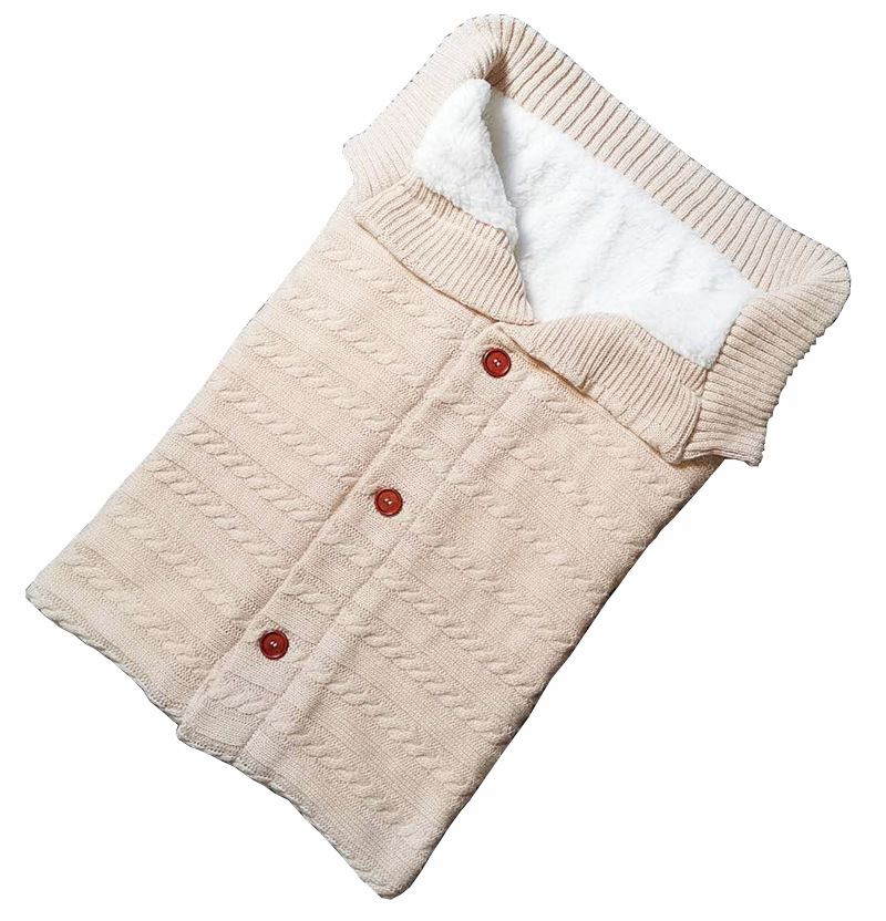 Baby Sleeping Bags Winter Infant Button Knit Swaddle Newborn Wrap Swaddling Baby stroller Wrap Toddler Blanket