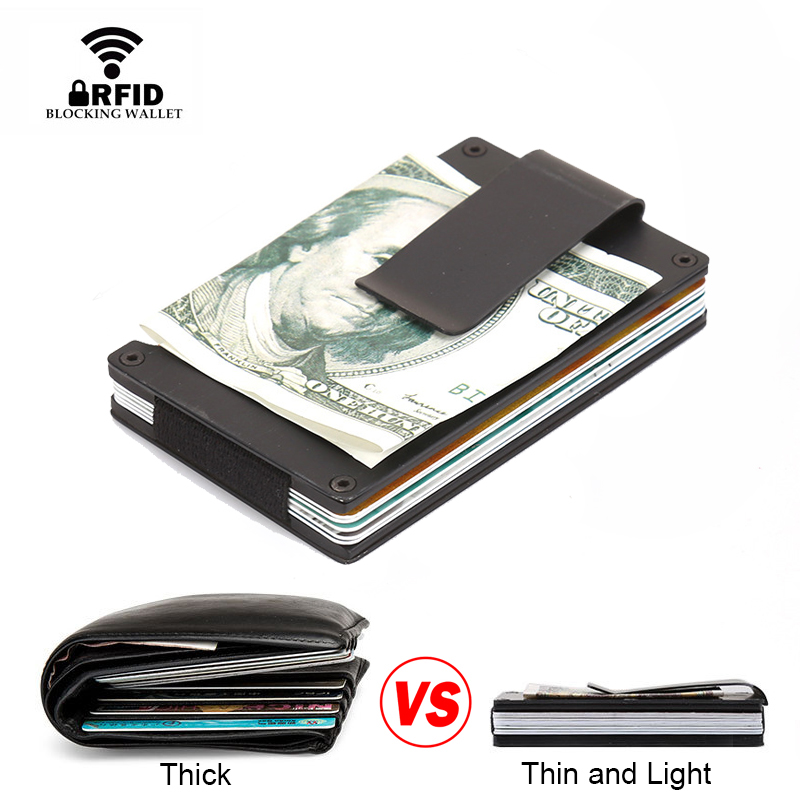 DIENQI Slim Aluminum Metal Anti RFID Blocking Credit Card Holder Minimalist Wallet Men Business Bank id Cardholder Pocket Bag