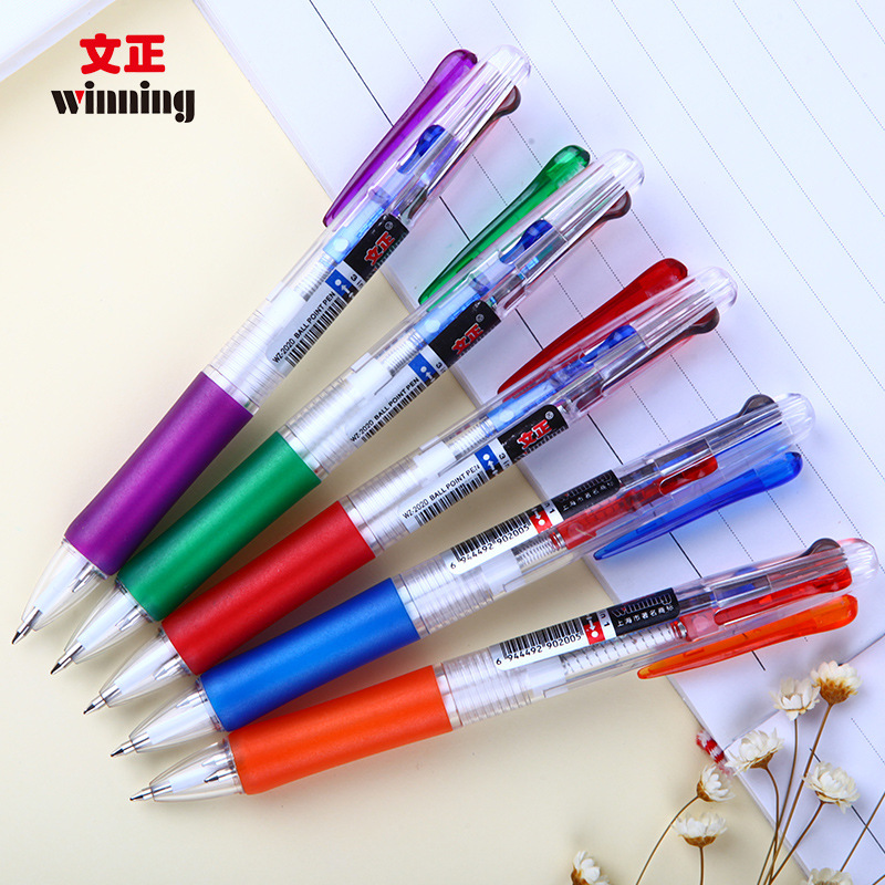 5PCS Three-color blue black red ink 3 in 1 press ballpoint pen creative transparent student pen business office