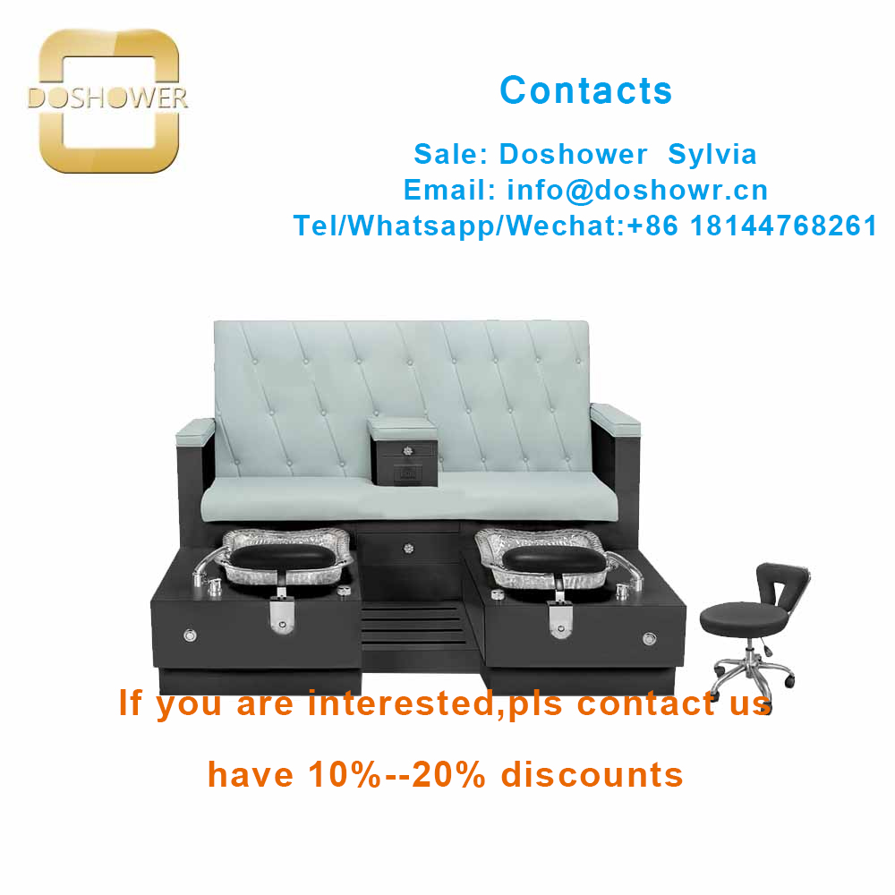 Spa bench with color glass bowl for manicure and pedicure chair comfortable
