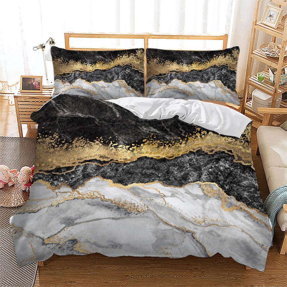 Wongs bedding gold marble Bedding Set Duvet Quilt Cover Single Double Twin Queen King Size 3pcs