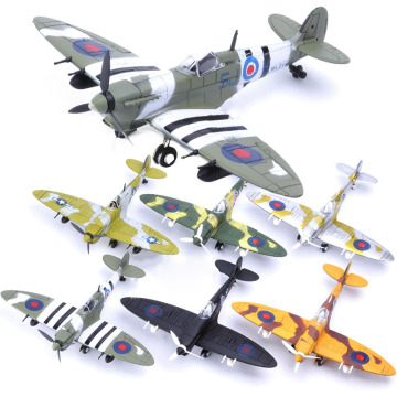 6Pcs Different 22*18CM Assemble Fighter Model Toys Building Tool Sets Aircraft Diecast 1/48 Scale War-II Spitfire Gift for Boy