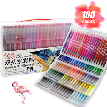 100 Colours Colorful Dual Tip Brush Markers Pen Watercolor Fine Liner Art Markers For Coloring Drawing Painting Calligraphy